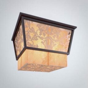 Chinese Square Carving Ceiling Lamp 3d model