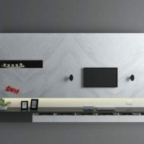 جدار تلفزيون معاصر مع خزانة نموذج ثلاثي الأبعاد