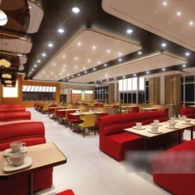 Modello 3d del ristorante da pranzo notturno della scena interna