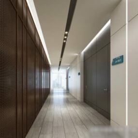 Modello 3d della scena interna del corridoio minimalista dell'ufficio