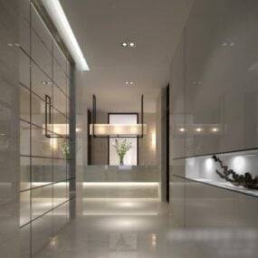 White Corridor Interior Scene 3d model