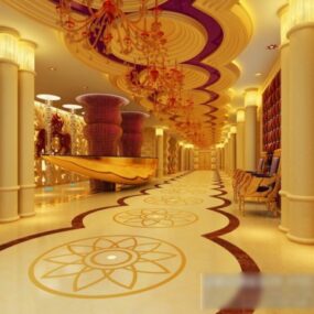 Royal Corridor Interior Scene 3d-modell