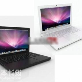 Macbook דגם תלת מימד לבן ושחור