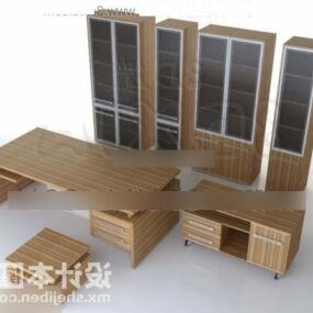 Desk Set With Cabinet 3d model