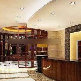 Banco reception in legno per hotel modello 3d
