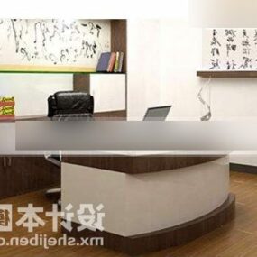 Sala de escritório com mesa de trabalho modelo 3D