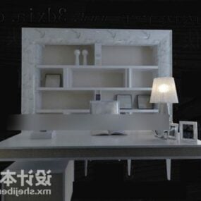 Mesa de trabalho moderna com gabinete modelo 3d