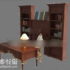 Antique Work Desk With Cabinet 3d model