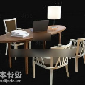 Set da scrivania ovale per ristorante modello 3d