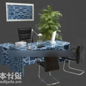 Kontors skrivbord blå färg 3d-modell