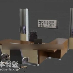Perabot Kantor Dengan Kursi Meja model 3d