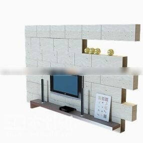 Mueble de TV con azulejos en forma de modelo 3d.