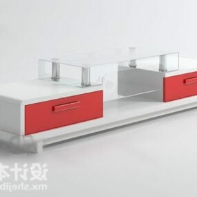 Armário de TV vermelho branco pintado modelo 3D