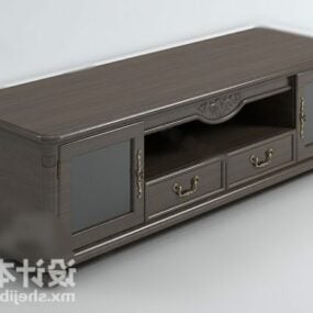 Antique Brown Wood Tv Cabinet 3d model