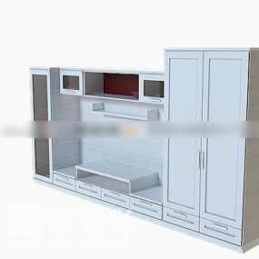 White Tv Cabinet Set 3d model
