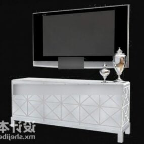 TV-Schrank im weißen Stil, 3D-Modell