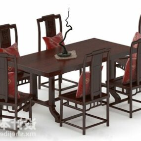 中式餐厅桌椅3d模型