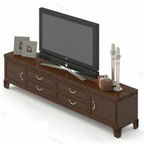 Brown Elegant Wooden Tv Cabinet 3d model