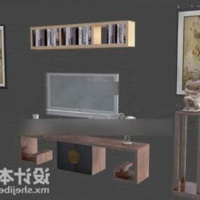 Tv Cabinet With Wall Bookshelf 3d model
