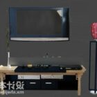 Wooden Tv Cabinet With Floor Lamp