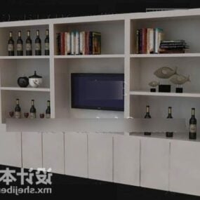 White Painted Mdf Tv Cabinet 3d model