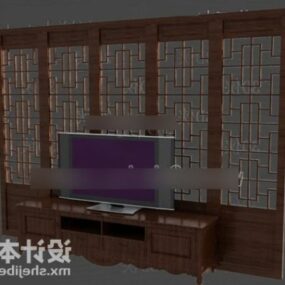 Chiński klasyczny ekran z szafką telewizyjną Model 3D