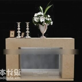 Tv Cabinet Stone Background 3d model