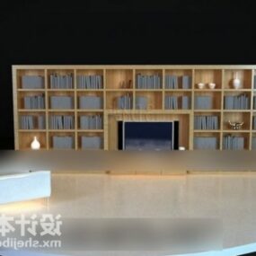 ארון טלוויזיה עם מדף ספרים דגם תלת מימד