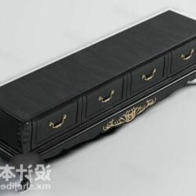 3д модель классического темного шкафа под телевизор