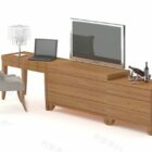 Tv Cabinet With Desk Set