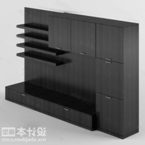 Dark Tv Cabinet With Shelves 3d model