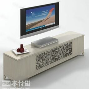 Mueble de televisión común con televisor modelo 3d