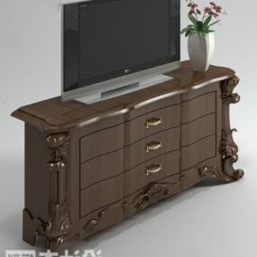 Wood Tv Cabinet European Style 3d model