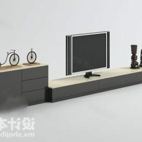 Black Low Tv Cabinet 3d model