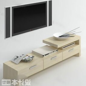 Low Tv Cabinet Wooden Style 3d model
