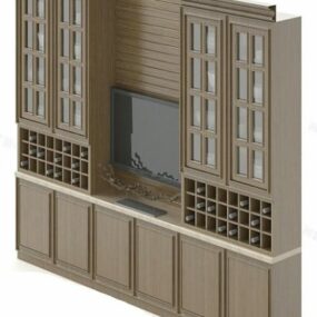 Brown Mdf Tv Cabinet 3d model