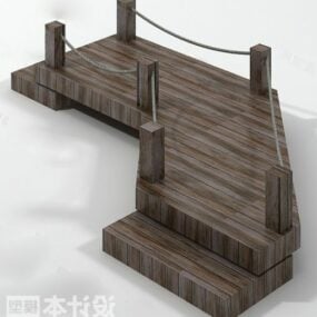 Ahşap Köprü Bahçesi Dekoratif 3D model