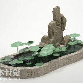 Bahçe Dekoratif Gölet 3d modeli