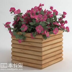 Wooden Square Flower Stand 3d model