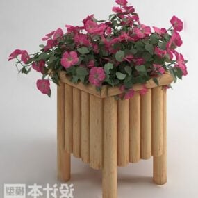 Garden Wooden Flower Stand 3d model