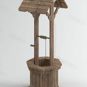 木製の井戸の庭の要素3Dモデル