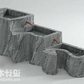 Пейзаж Кам'яний Фонтан Озеро 3d модель