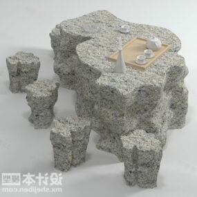 Table à thé en pierre de paysage modèle 3D