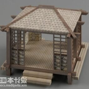 Gazebo médiéval en bois modèle 3D