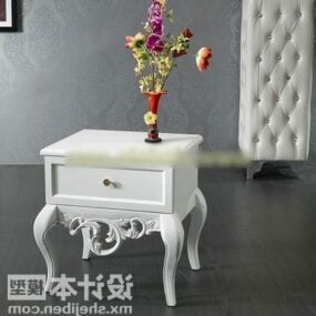 White Wood Bedside Table 3d model