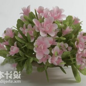 Plante en pot de fleurs roses modèle 3D