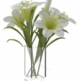 백합 꽃 화분 3d 모델