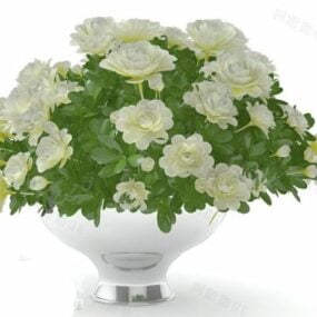 Τρισδιάστατο μοντέλο με λευκό λουλούδι σε γλάστρα
