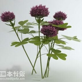 مدل سه بعدی گیاه با گل بنفش