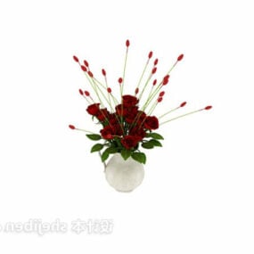 Modello 3d della pianta da vaso di fiori rossi